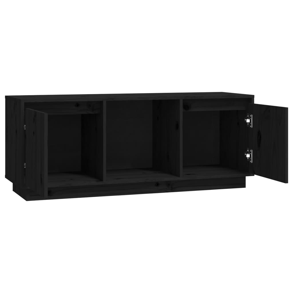TV-taso musta 110,5x35x44 cm täysi mänty - Sisustajankoti.fi