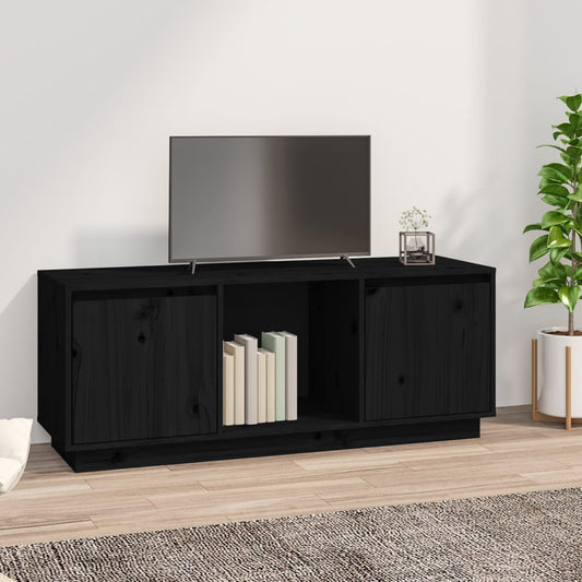 TV-taso musta 110,5x35x44 cm täysi mänty - Sisustajankoti.fi