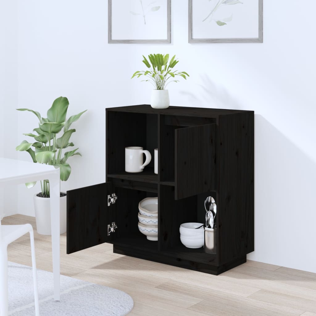 Senkki musta 74x35x80 cm täysi mänty - Sisustajankoti.fi