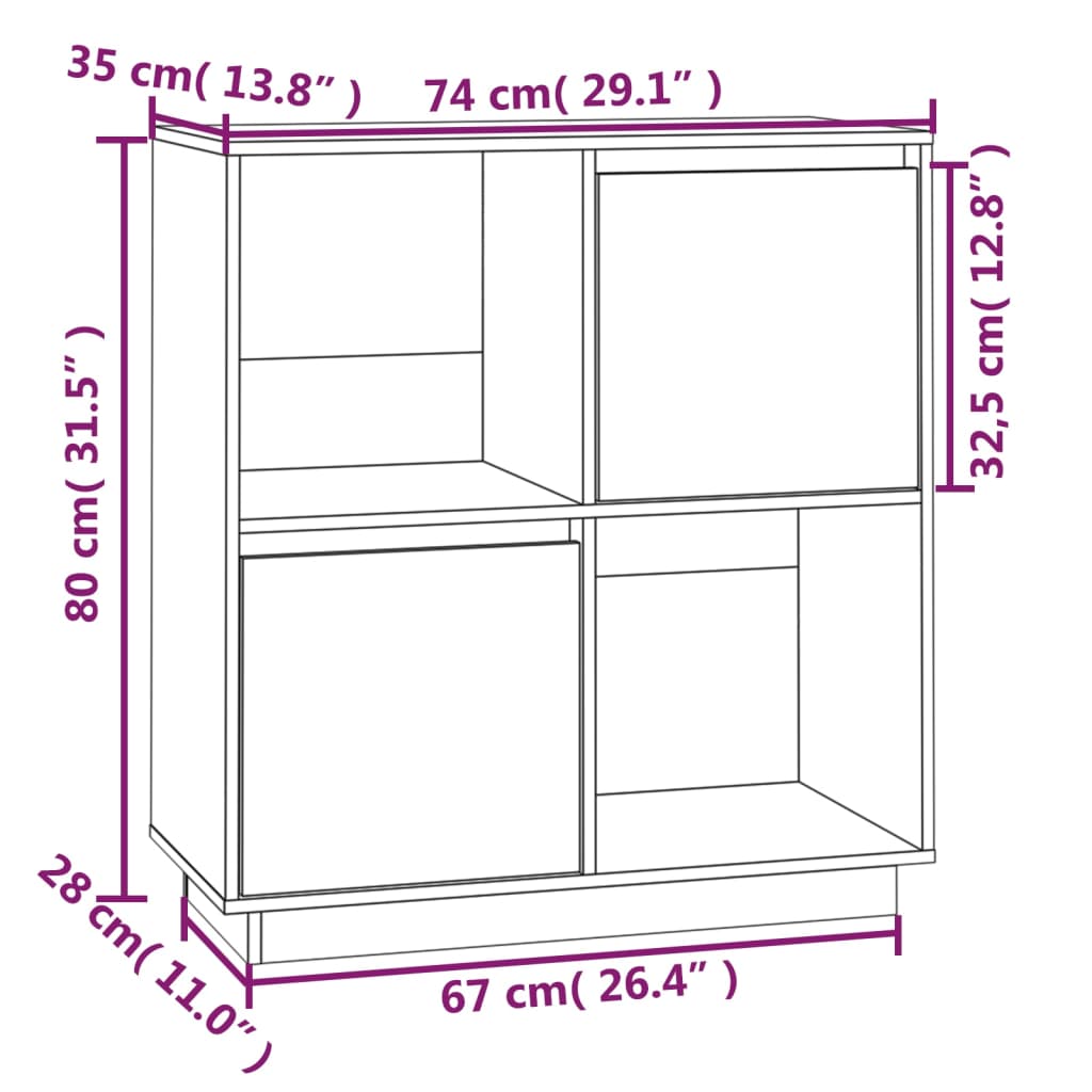 Senkki musta 74x35x80 cm täysi mänty - Sisustajankoti.fi