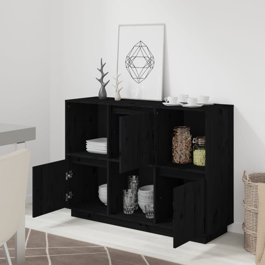 Senkki musta 110,5x35x80 cm täysi mänty - Sisustajankoti.fi