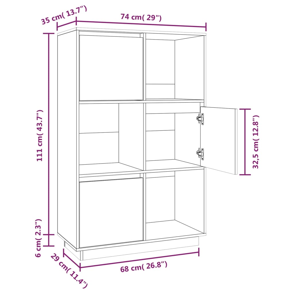 Kaappi musta 74x35x117 cm täysi mänty - Sisustajankoti.fi