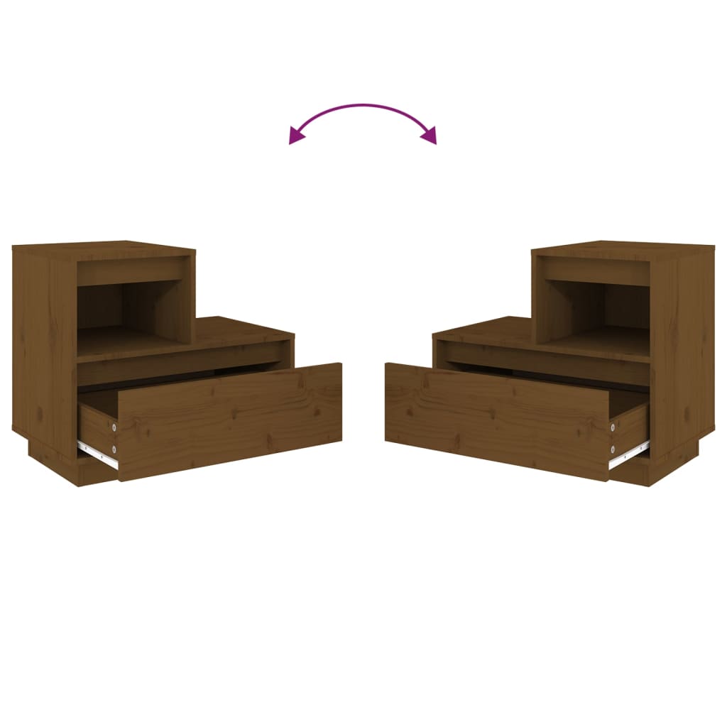 Yöpöydät 2 kpl hunajanruskea 60x34x51 cm täysi mänty - Sisustajankoti.fi