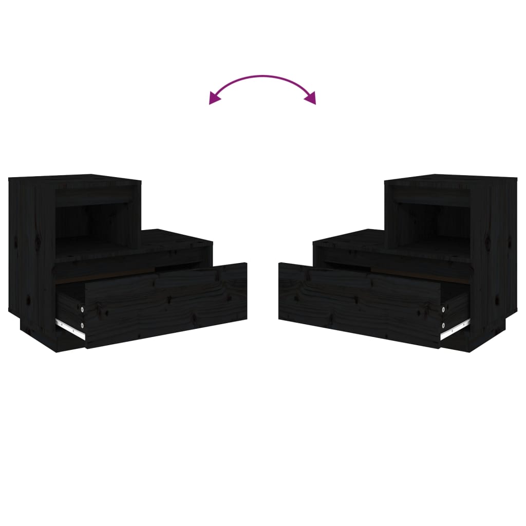 Yöpöydät 2 kpl musta 60x34x51 cm täysi mänty - Sisustajankoti.fi