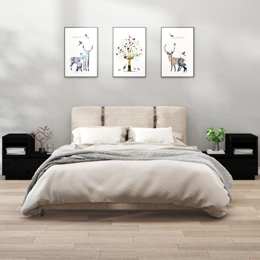 Yöpöydät 2 kpl musta 60x34x51 cm täysi mänty - Sisustajankoti.fi