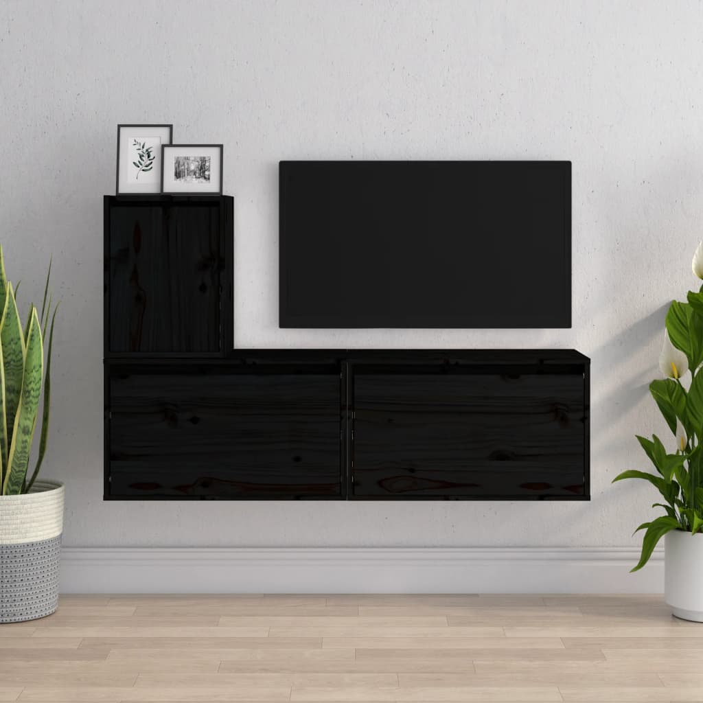 TV-tasot 3 kpl musta täysi mänty - Sisustajankoti.fi