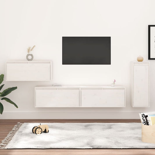 TV-tasot 4 kpl valkoinen täysi mänty - Sisustajankoti.fi