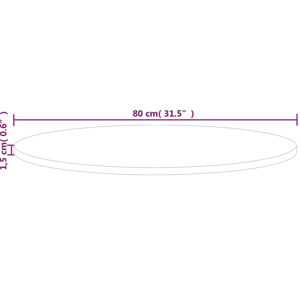 Pyöreä pöytälevy Ø80x1,5 cm käsittelemätön täysi tammi - Sisustajankoti.fi