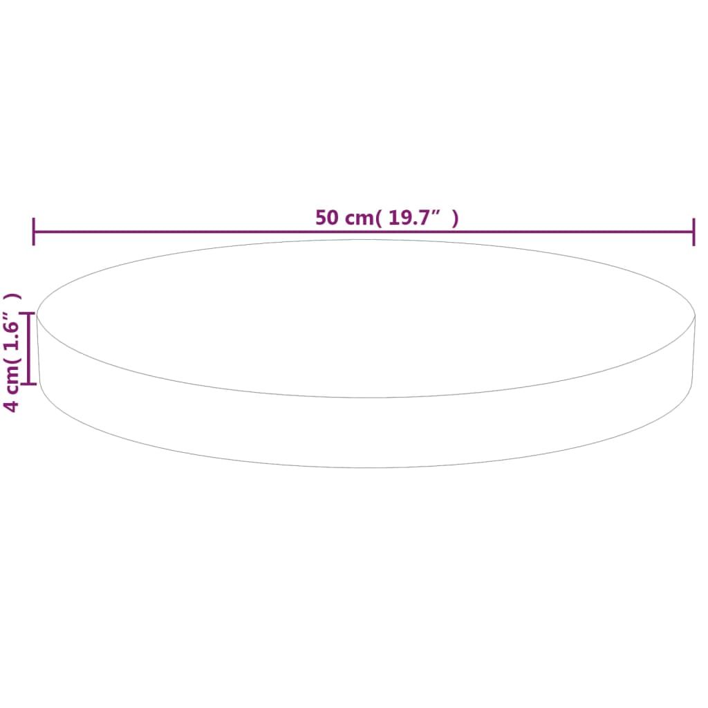 Pyöreä pöytälevy Ø50x4 cm käsittelemätön täysi tammi - Sisustajankoti.fi