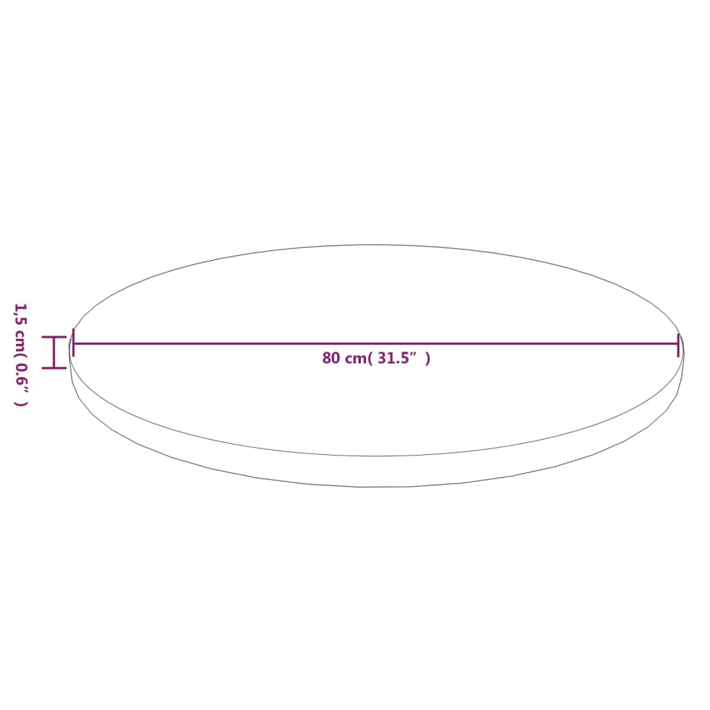 Pyöreä pöytälevy vaaleanruskea Ø 80x1,5 cm käsitelty tammi - Sisustajankoti.fi