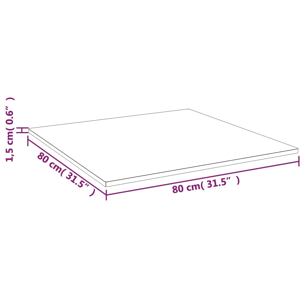 Pöytälevy neliö vaaleanruskea 80x80x1,5 cm käsitelty tammi - Sisustajankoti.fi