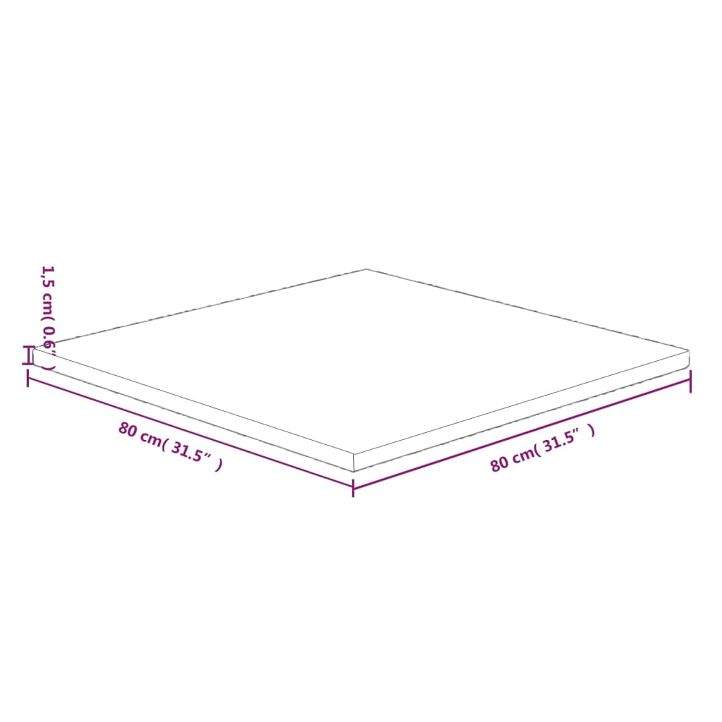 Pöytälevy neliö tummanruskea 80x80x1,5 cm käsitelty tammi - Sisustajankoti.fi