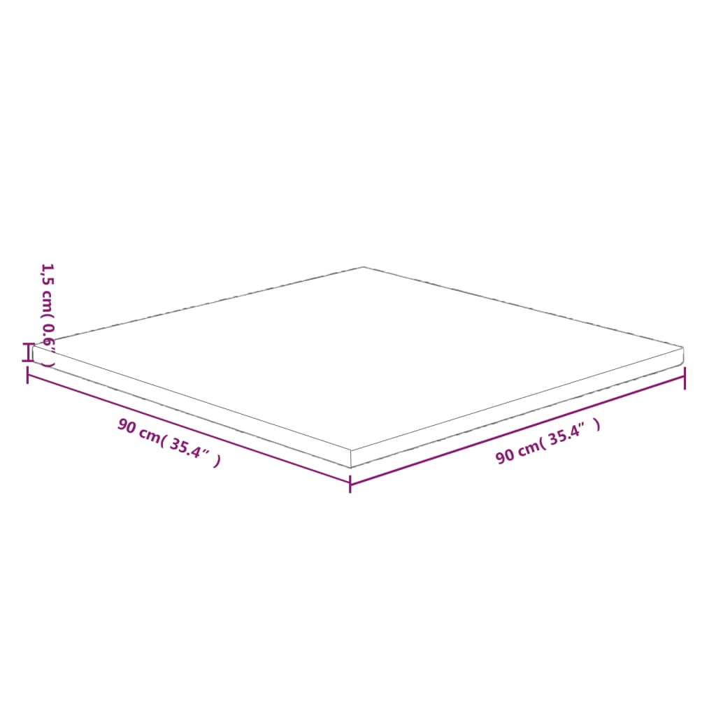 Pöytälevy neliö tummanruskea 90x90x1,5 cm käsitelty tammi - Sisustajankoti.fi