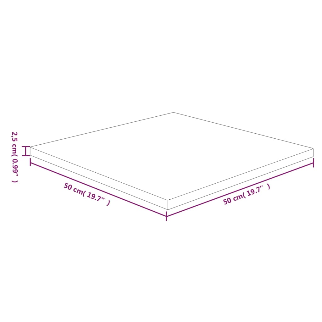 Pöytälevy neliö tummanruskea 50x50x2,5 cm käsitelty tammi - Sisustajankoti.fi