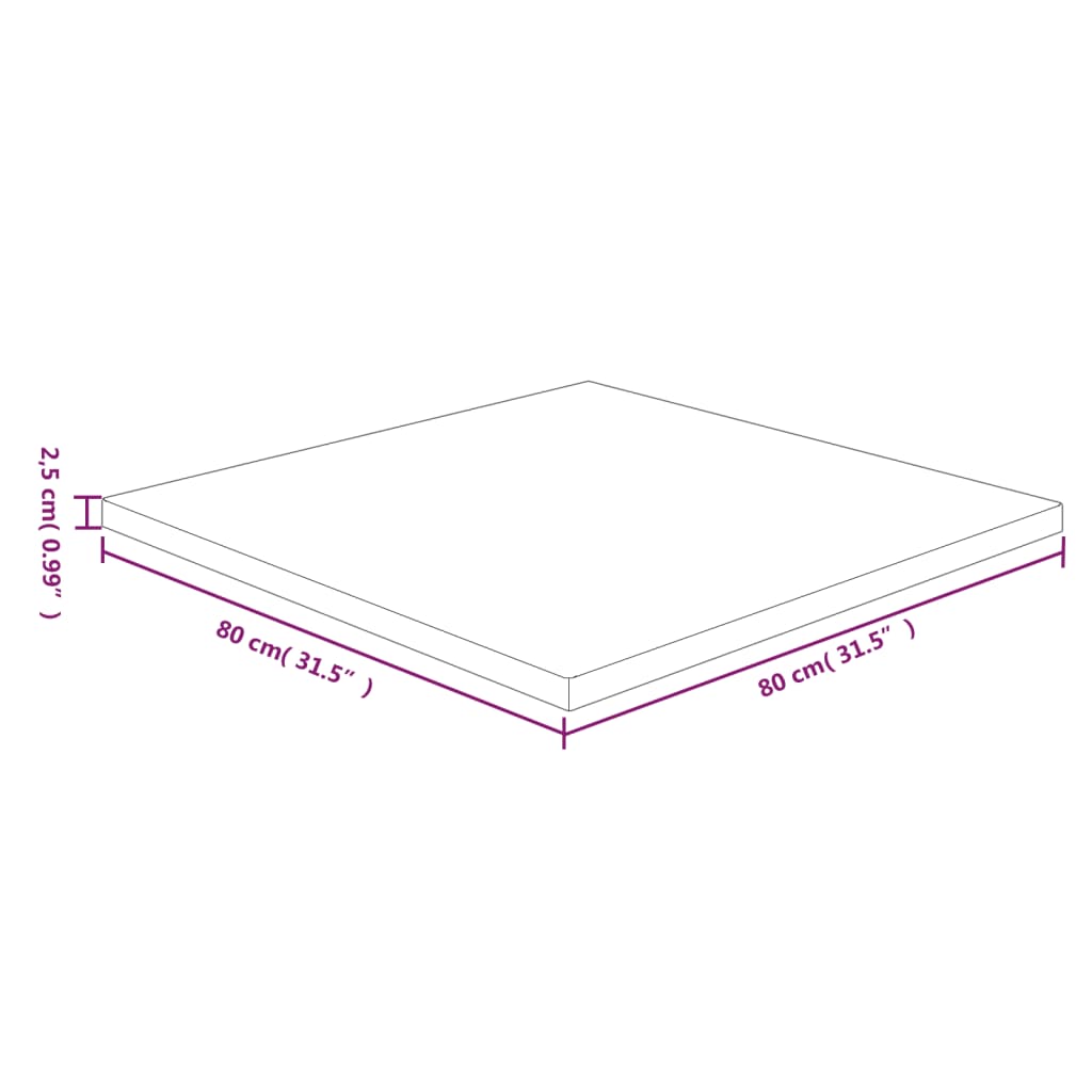 Pöytälevy neliö tummanruskea 80x80x2,5 cm käsitelty tammi - Sisustajankoti.fi