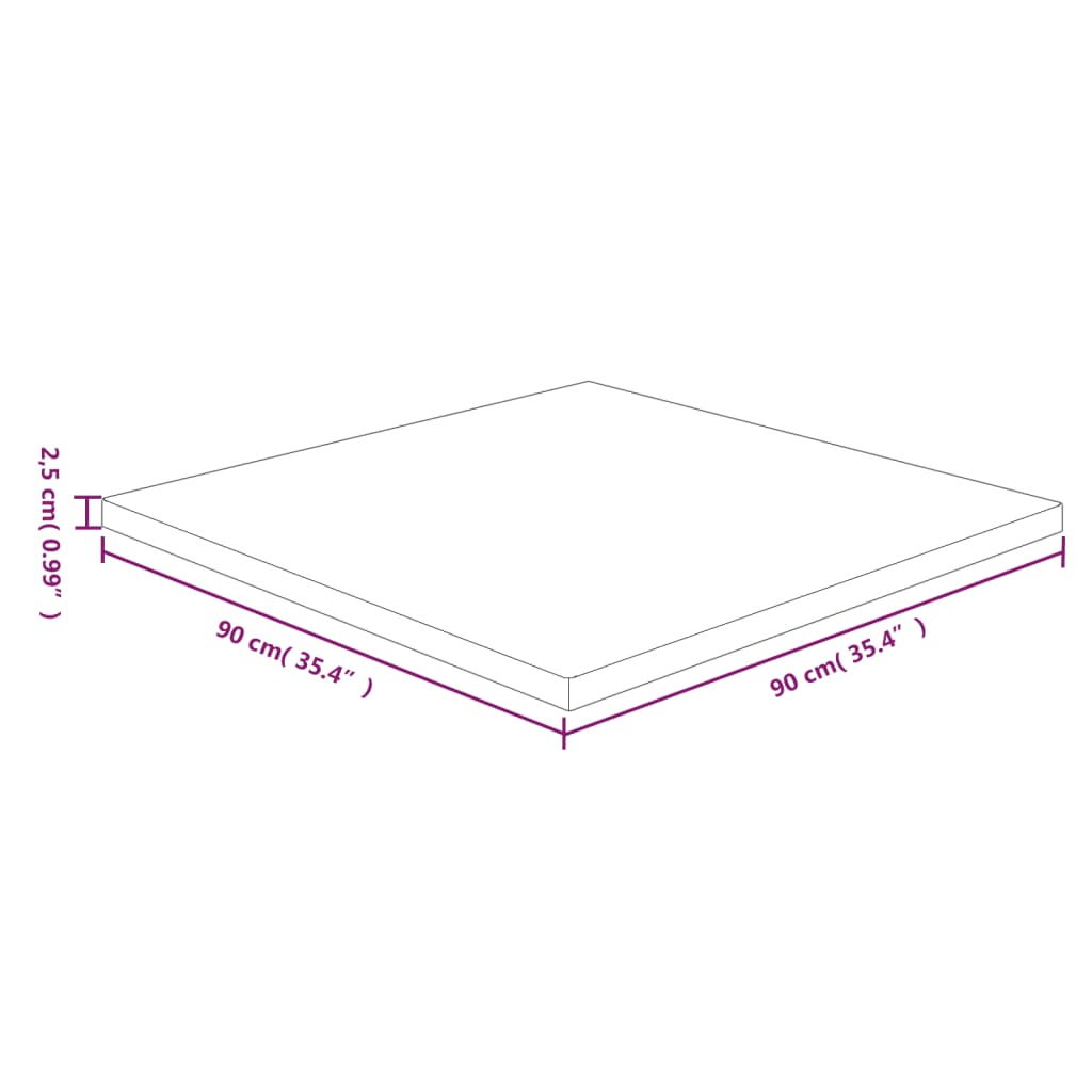 Pöytälevy neliö tummanruskea 90x90x2,5 cm käsitelty tammi - Sisustajankoti.fi