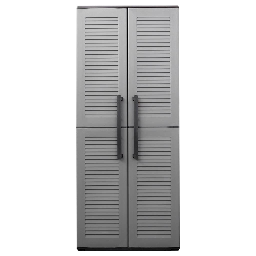 Puutarhan varastokaappi harmaa ja musta 68x37x163 cm PP - Sisustajankoti.fi