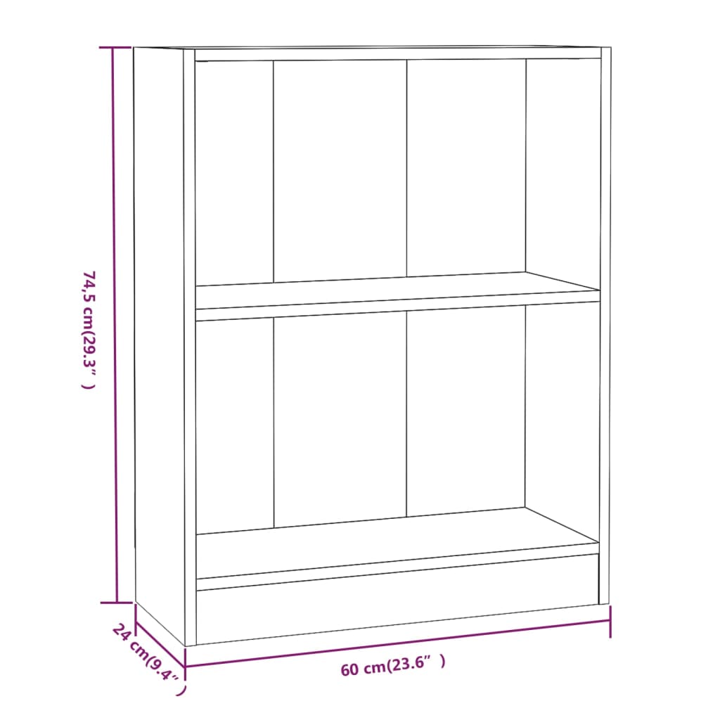 Kirjahylly ruskea tammi 60x24x74,5 cm tekninen puu - Sisustajankoti.fi