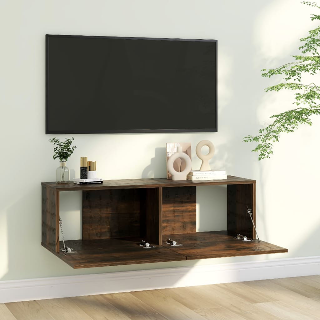 TV-seinäkaappi savutammi 100x30x30 cm tekninen puu - Sisustajankoti.fi