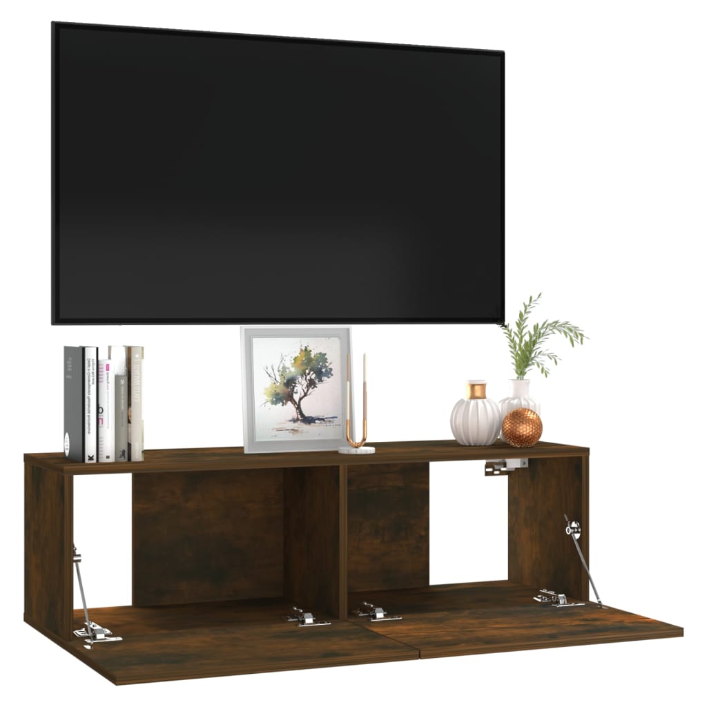 TV-seinäkaappi savutammi 100x30x30 cm tekninen puu - Sisustajankoti.fi