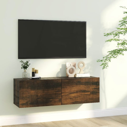 TV-seinäkaappi savutammi 100x30x30 cm tekninen puu - Sisustajankoti.fi