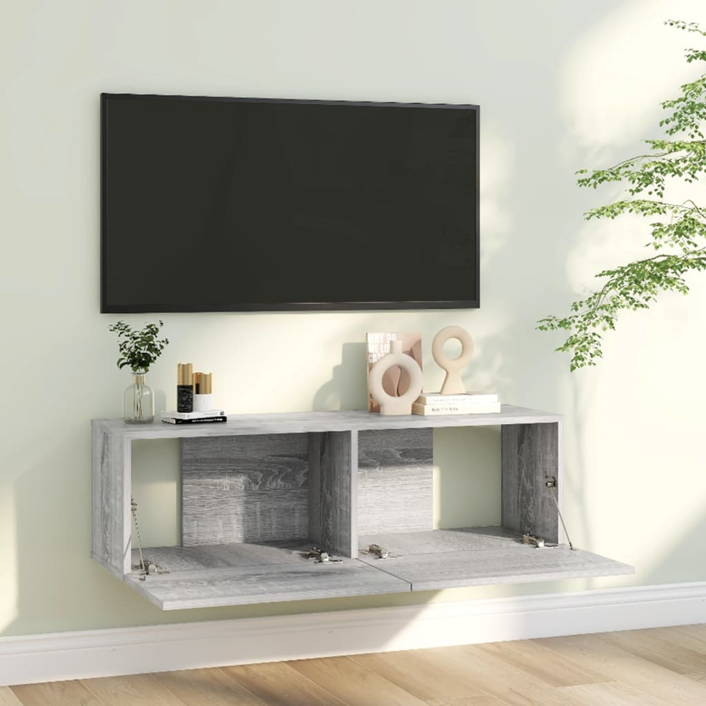 TV-seinäkaappi harmaa Sonoma 100x30x30 cm tekninen puu - Sisustajankoti.fi