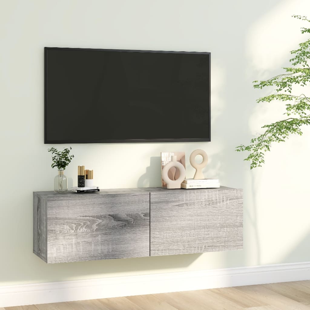 TV-seinäkaappi harmaa Sonoma 100x30x30 cm tekninen puu - Sisustajankoti.fi