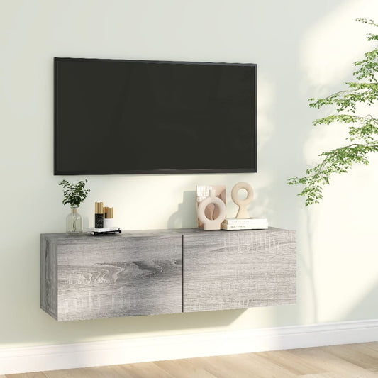 TV-seinäkaappi harmaa Sonoma 100x30x30 cm tekninen puu - Sisustajankoti.fi