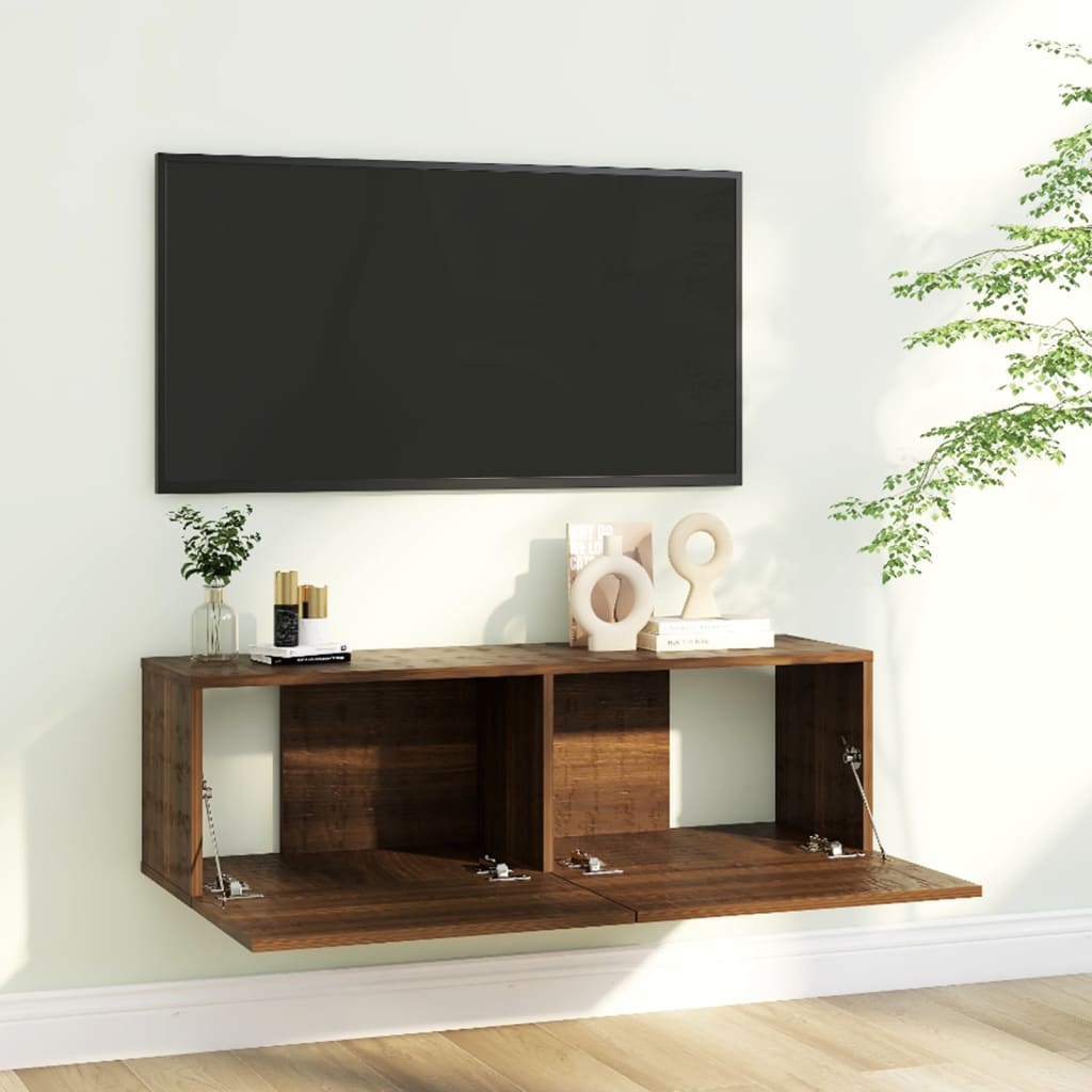 TV-seinäkaappi ruskea tammi 100x30x30 cm tekninen puu - Sisustajankoti.fi