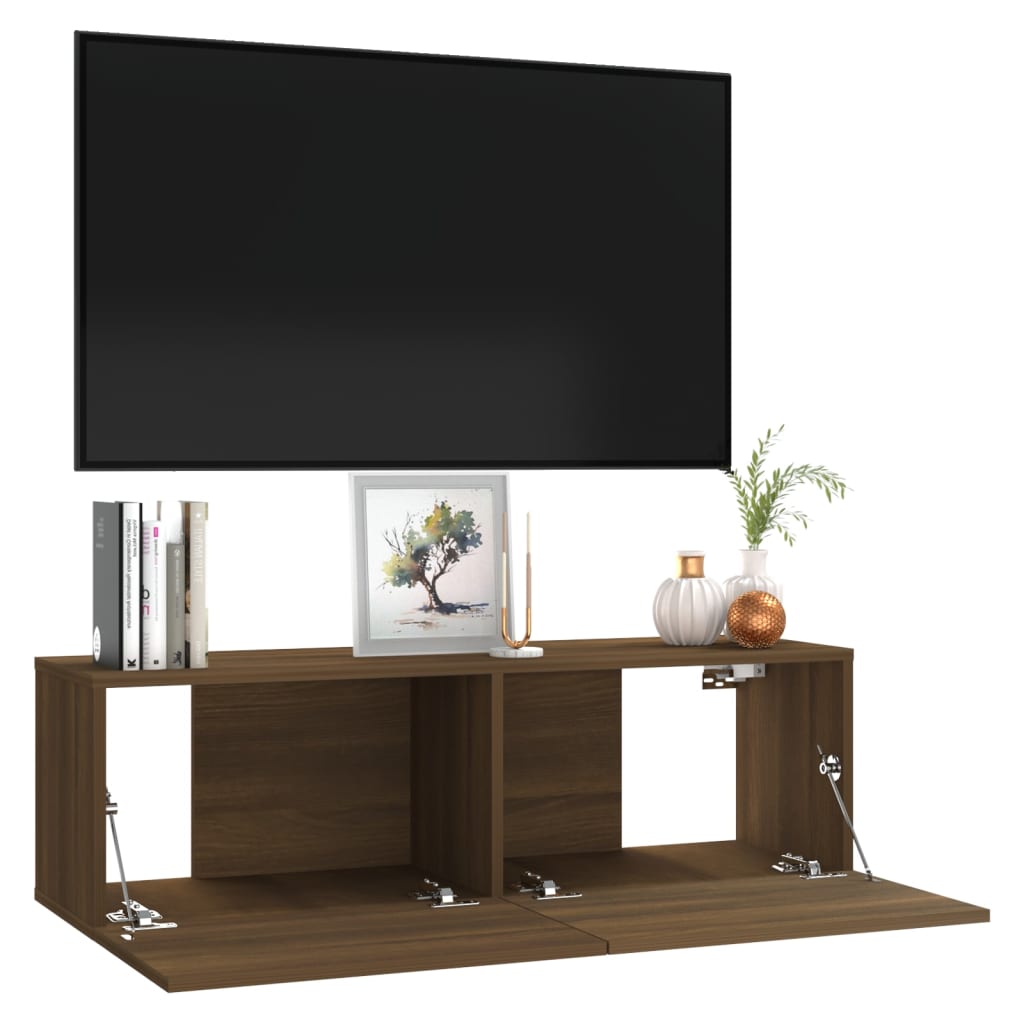 TV-seinäkaappi ruskea tammi 100x30x30 cm tekninen puu - Sisustajankoti.fi