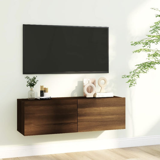 TV-seinäkaappi ruskea tammi 100x30x30 cm tekninen puu - Sisustajankoti.fi