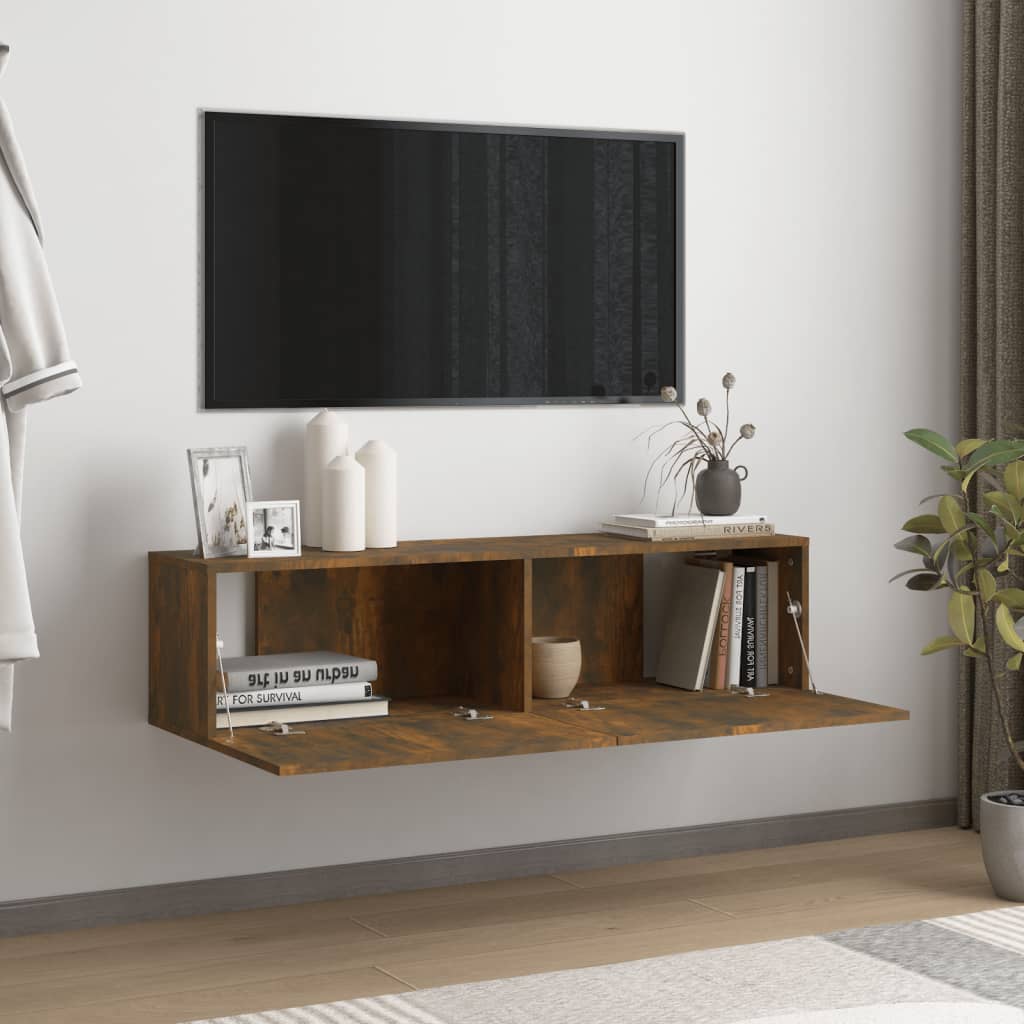 TV-seinäkaappi savutammi 120x30x30 cm tekninen puu - Sisustajankoti.fi