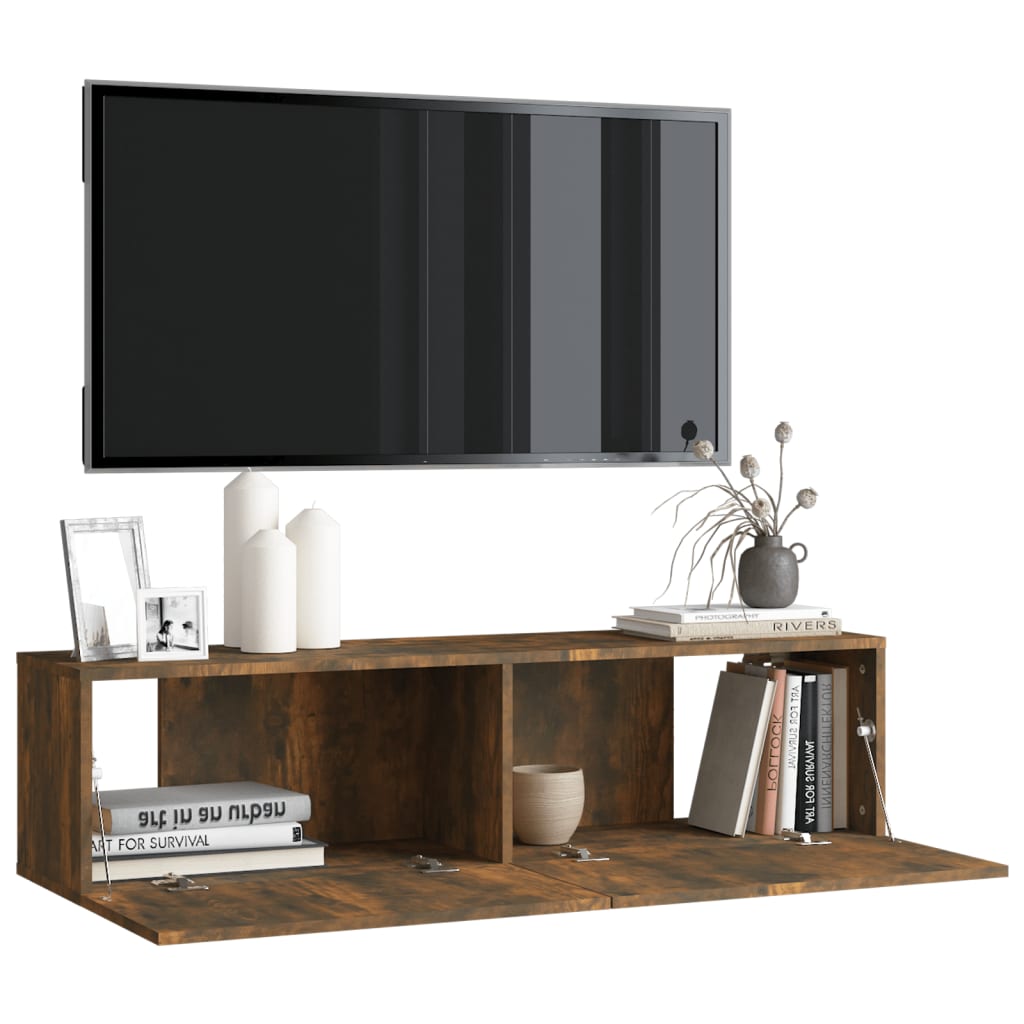 TV-seinäkaappi savutammi 120x30x30 cm tekninen puu - Sisustajankoti.fi