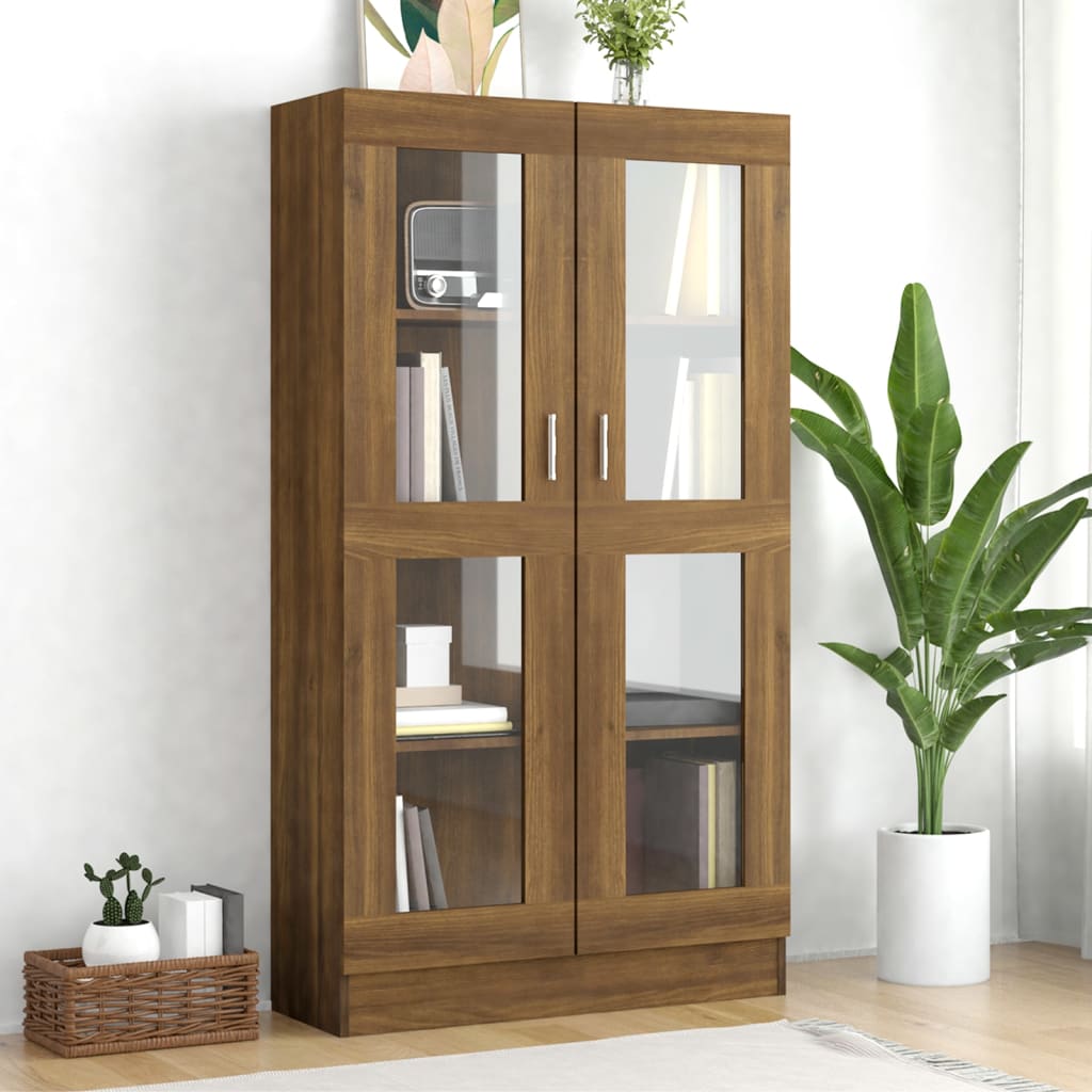 Vitriinikaappi ruskea tammi 82,5x30,5x150 cm tekninen puu - Sisustajankoti.fi