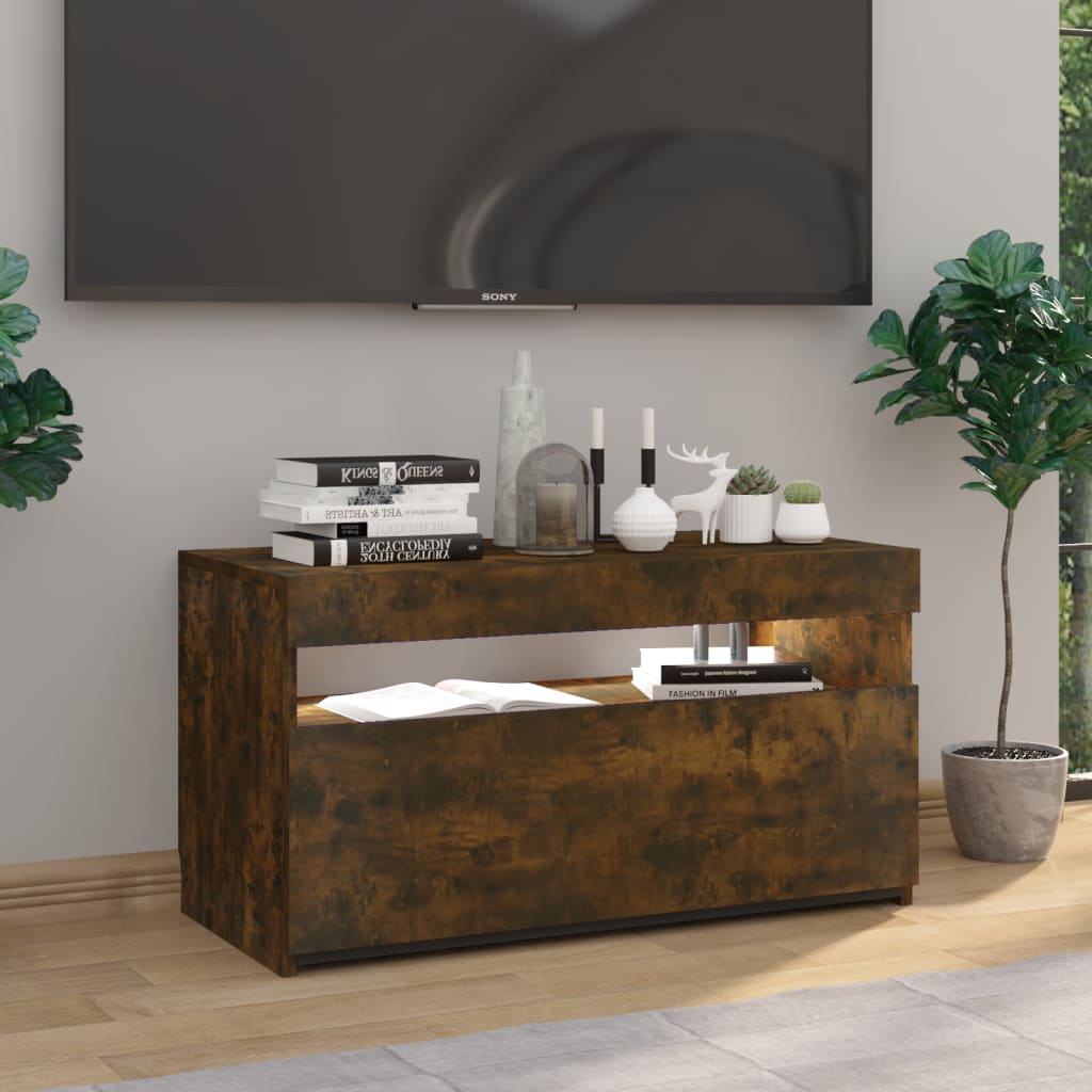 TV-taso LED-valoilla savutammi 75x35x40 cm - Sisustajankoti.fi