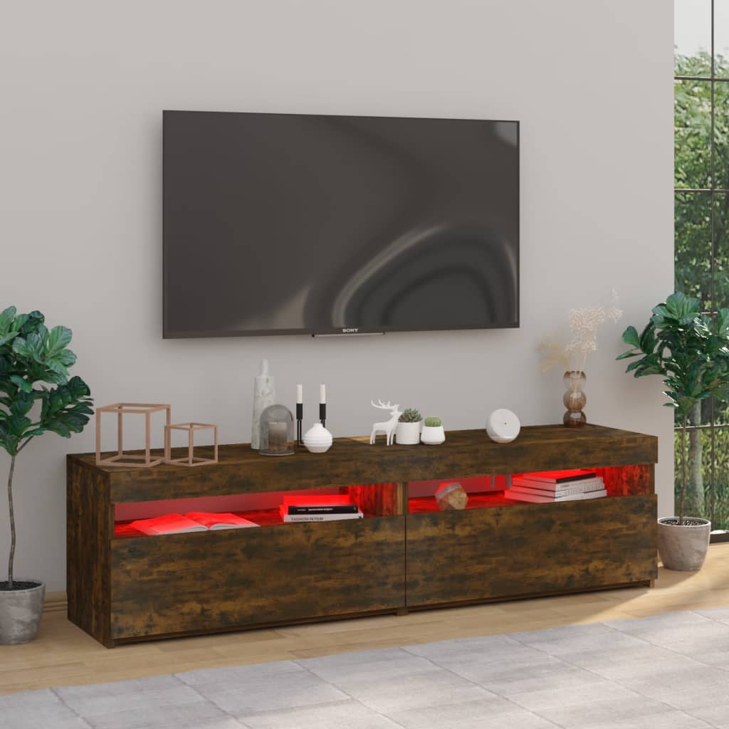 TV-taso LED-valoilla 2 kpl savutammi 75x35x40 cm - Sisustajankoti.fi