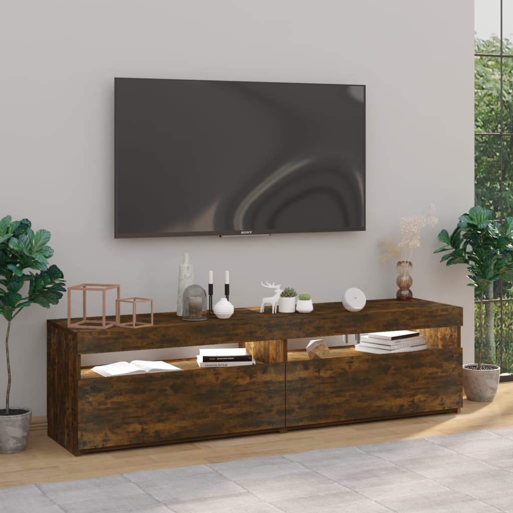 TV-taso LED-valoilla 2 kpl savutammi 75x35x40 cm - Sisustajankoti.fi