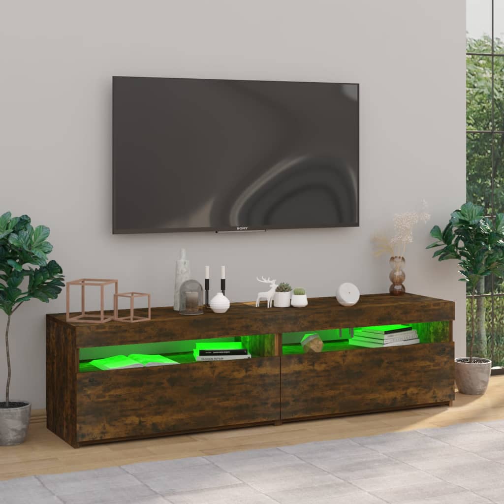 TV-taso LED-valoilla 2 kpl savutammi 75x35x40 cm - Sisustajankoti.fi