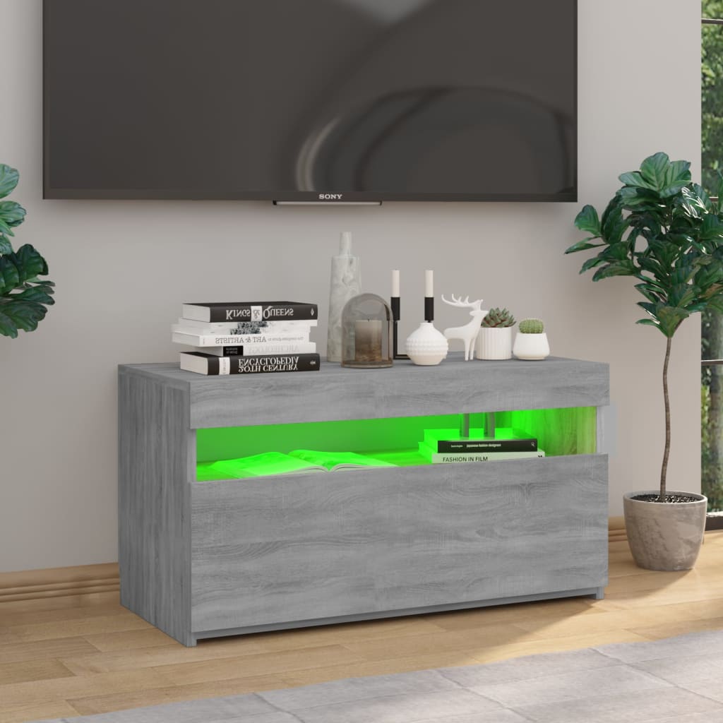 TV-taso LED-valoilla harmaa Sonoma 75x35x40 cm - Sisustajankoti.fi