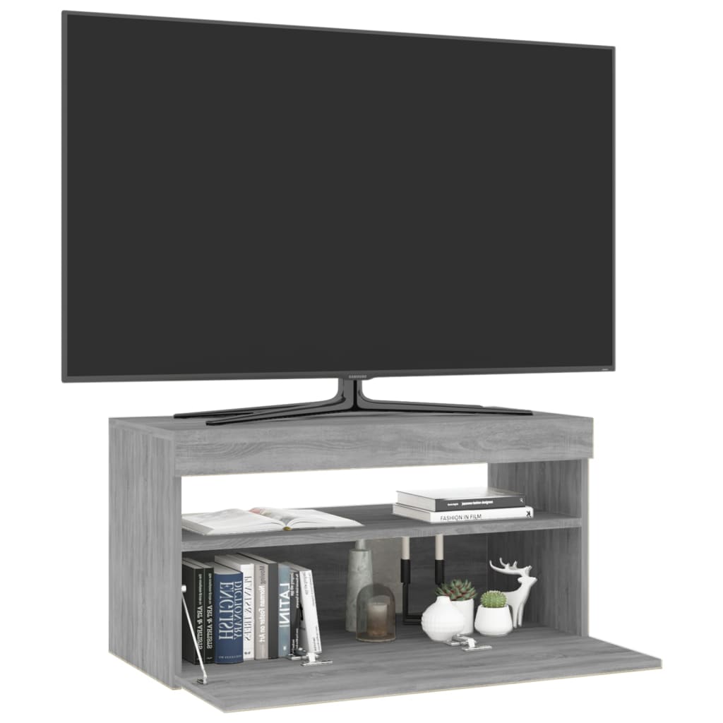 TV-taso LED-valoilla harmaa Sonoma 75x35x40 cm - Sisustajankoti.fi