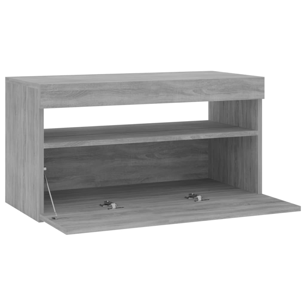 TV-taso LED-valoilla harmaa Sonoma 75x35x40 cm - Sisustajankoti.fi