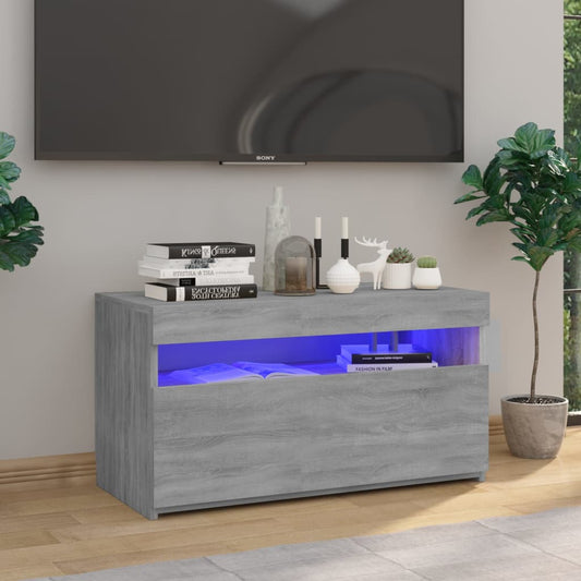 TV-taso LED-valoilla harmaa Sonoma 75x35x40 cm - Sisustajankoti.fi