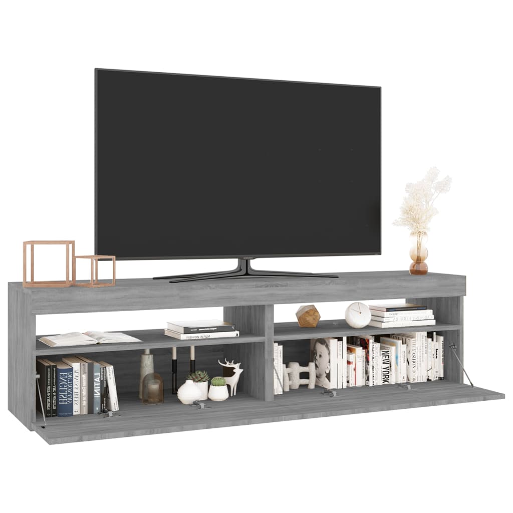 TV-taso LED-valoilla 2 kpl harmaa Sonoma 75x35x40 cm - Sisustajankoti.fi