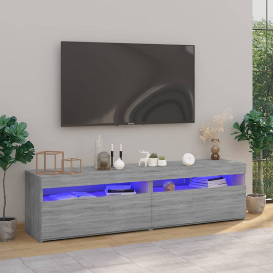 TV-taso LED-valoilla 2 kpl harmaa Sonoma 75x35x40 cm - Sisustajankoti.fi