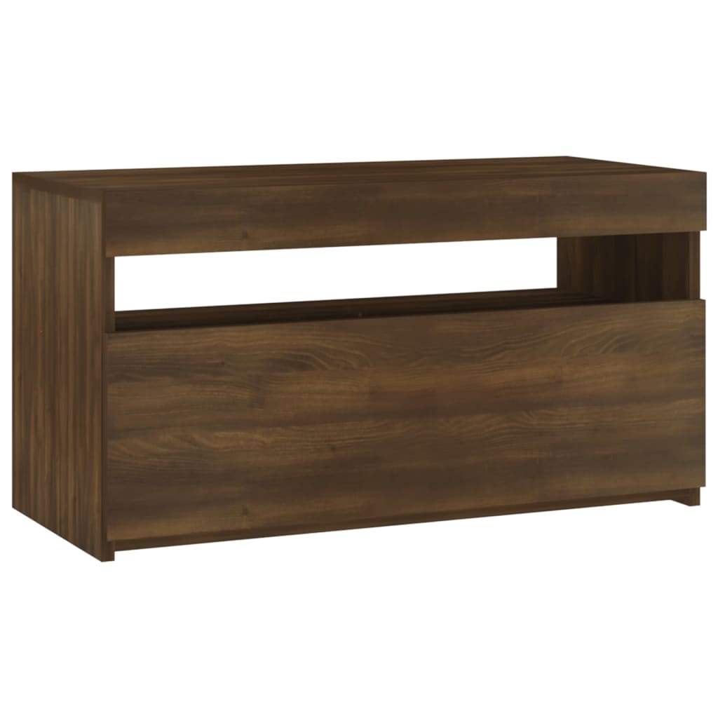 TV-taso LED-valoilla ruskea tammi 75x35x40 cm - Sisustajankoti.fi