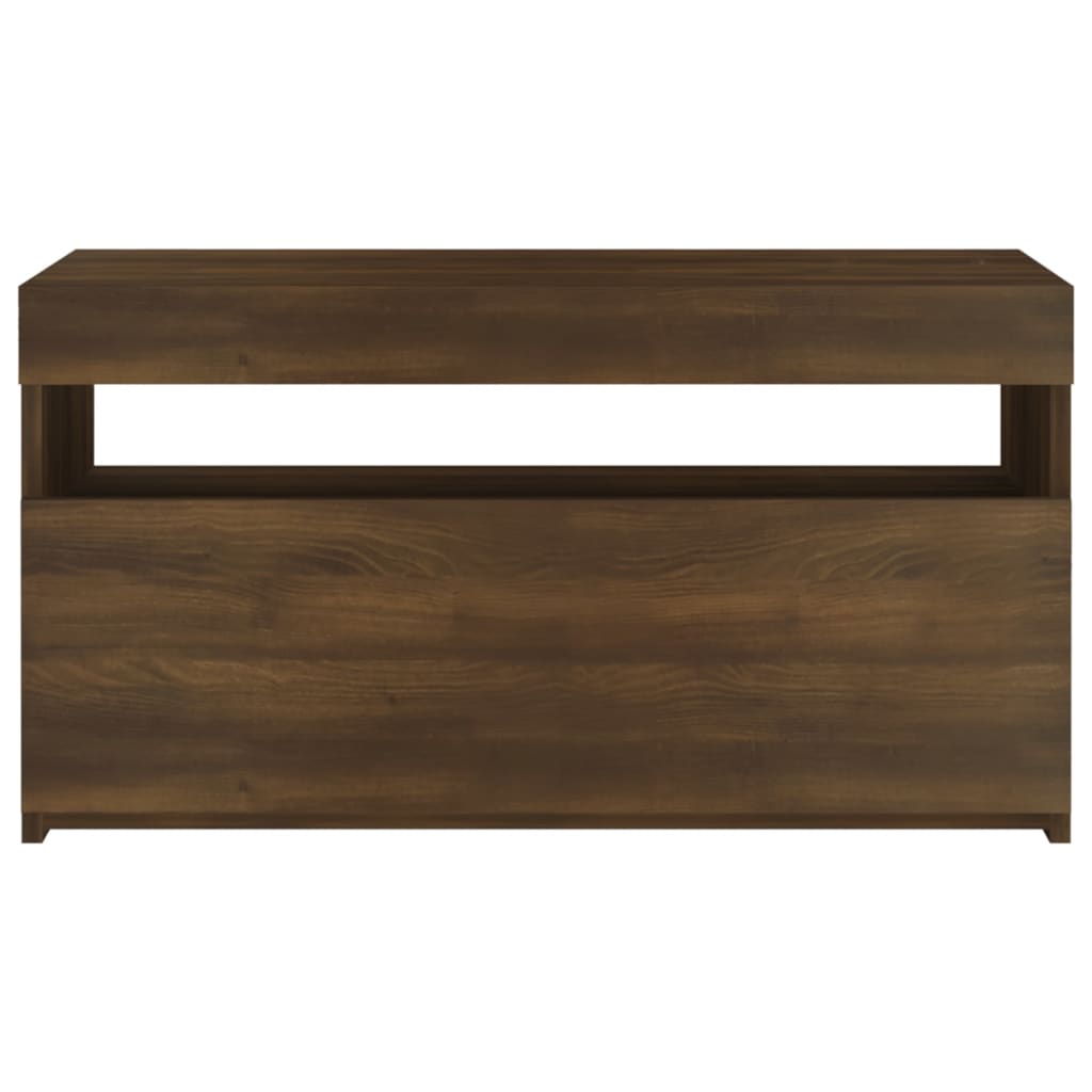 TV-taso LED-valoilla ruskea tammi 75x35x40 cm - Sisustajankoti.fi