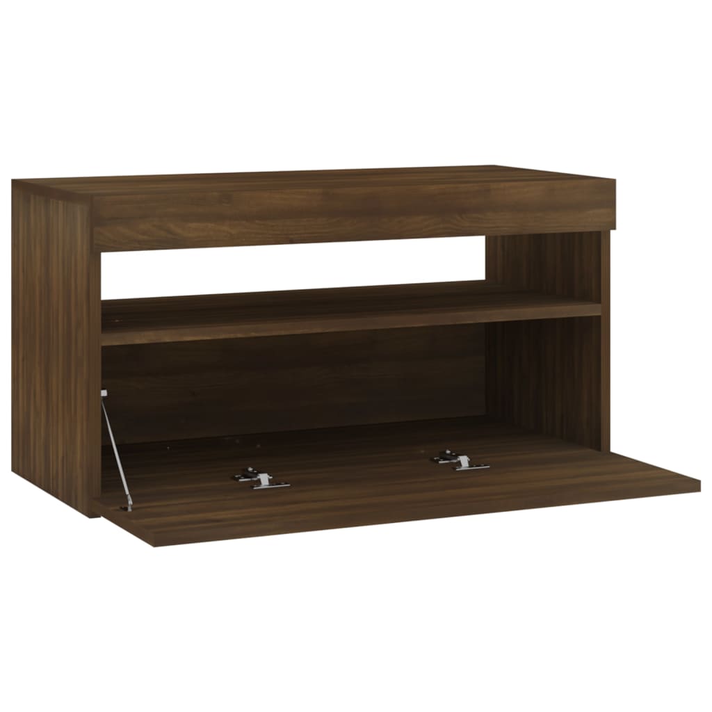 TV-taso LED-valoilla ruskea tammi 75x35x40 cm - Sisustajankoti.fi