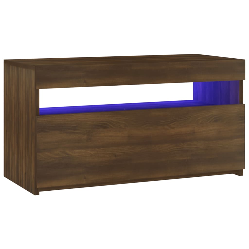 TV-taso LED-valoilla ruskea tammi 75x35x40 cm - Sisustajankoti.fi