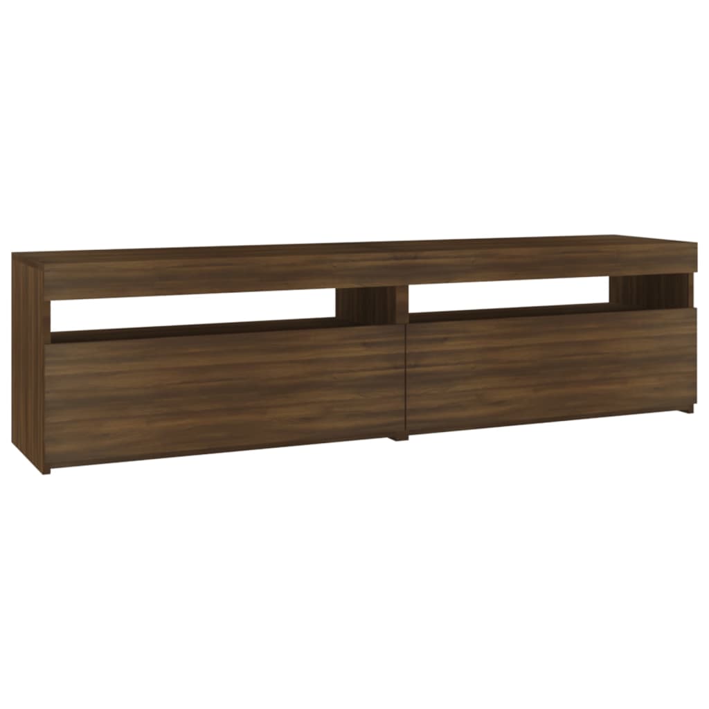 TV-taso LED-valoilla 2 kpl ruskea tammi 75x35x40 cm - Sisustajankoti.fi