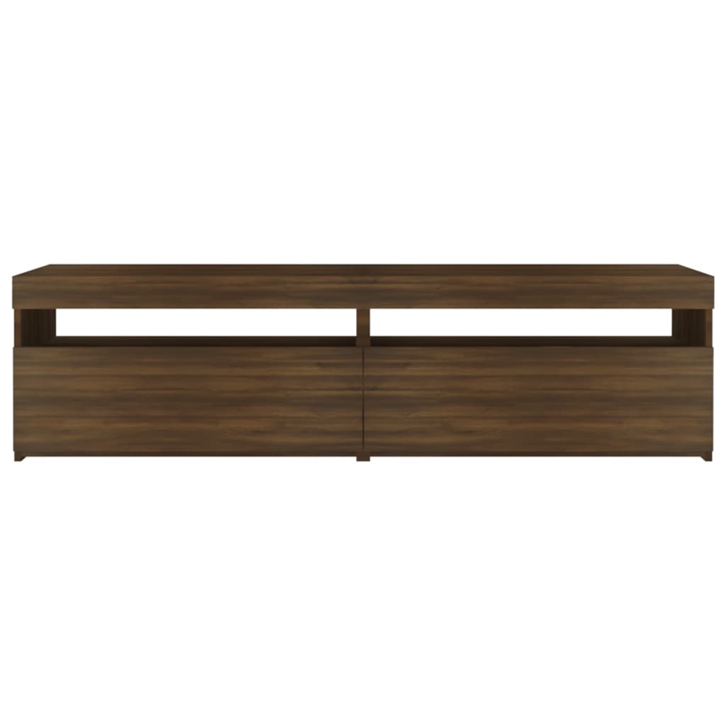 TV-taso LED-valoilla 2 kpl ruskea tammi 75x35x40 cm - Sisustajankoti.fi